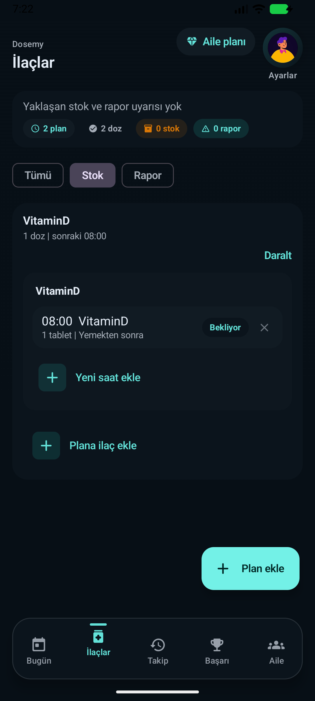 Dosemy expanded medication stock screen